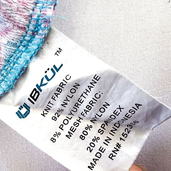 IBKUL Zip Long Sleeve Mock Neck Top Pink Blue medallion XL - Picture 9 of 10